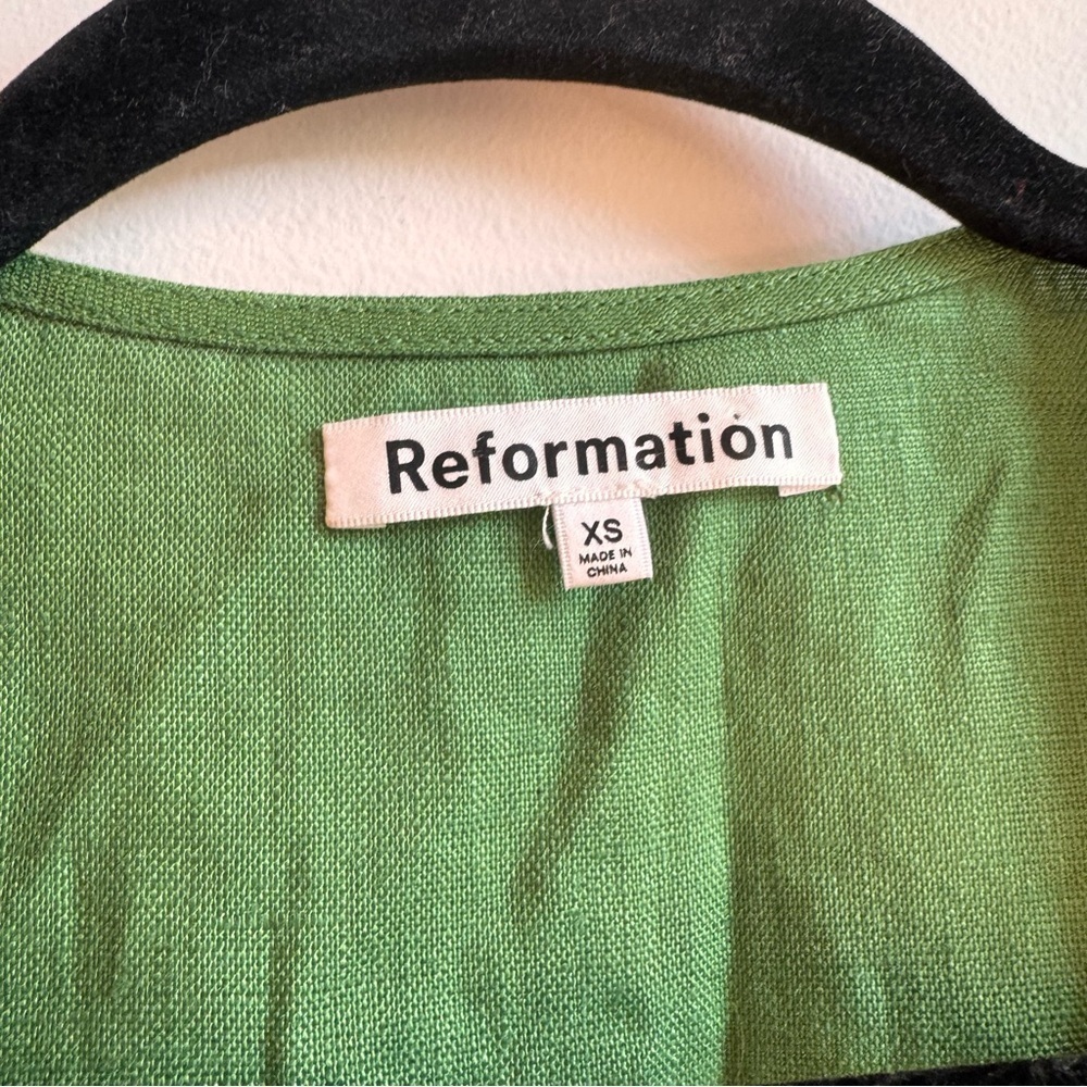 NWOT Reformation Weiss Linen Dress Kelly Green Size XS - Picture 5 of 6